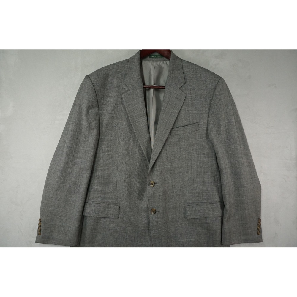 Vintage Lauren Ralph Lauren Wool Blazer Mens 46R Gray Sport Coat Made in Canada